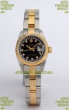 Rolex DateJust - Two Tone Ladies Swiss Replica Watch in Black Dial