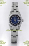 Rolex DateJust - Silver Lady's Swiss Replica Watch in Dark Blue Dial
