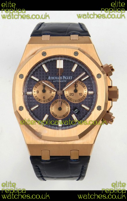 Royal Oak Chrono 26331 Rose Gold Blue Dial Super Clone Watch 