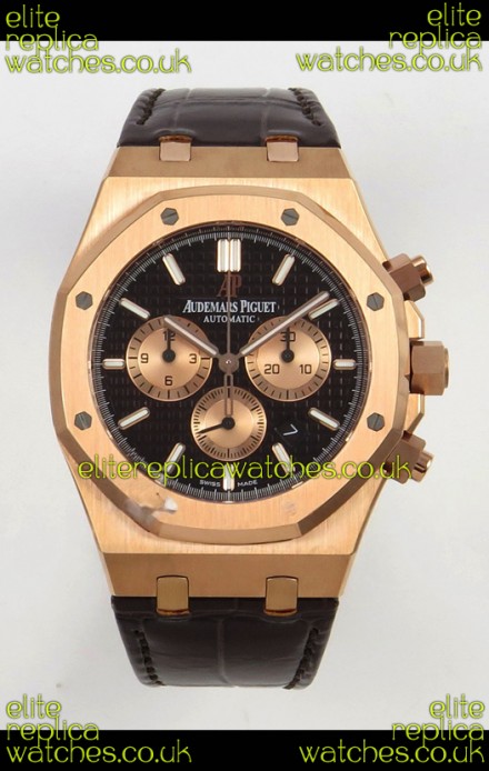 Royal Oak Chrono 26331 Rose Gold Black Dial Super Clone Watch 