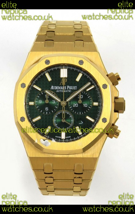 Royal Oak Chrono 26331 Yellow Gold Green Dial Super Clone Watch 