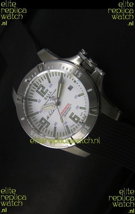 Ball Hydrocarbon Spacemaster Automatic Rubber Strap in White Dial - Original Citizen Movement 