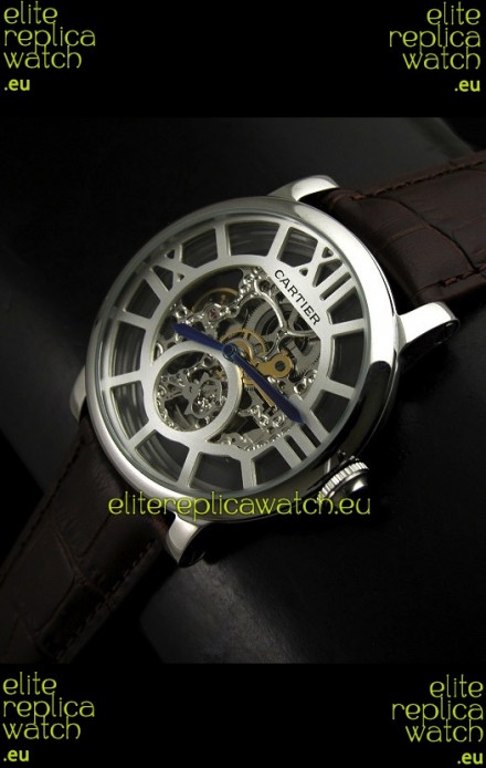 Cartier Ronde de Japanese Replica Watch in Skelton Grey Dial