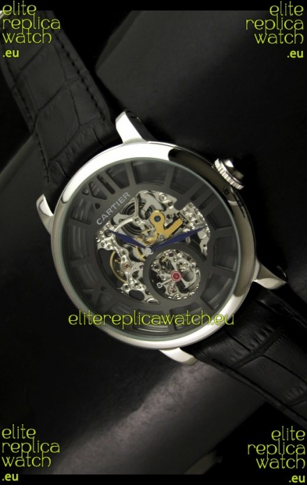 Cartier Ronde de Japanese Replica Watch in Skelton Grey Dial