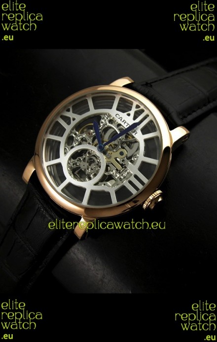 Cartier Ronde de Japanese Replica Watch in Skeleton Silver Dial