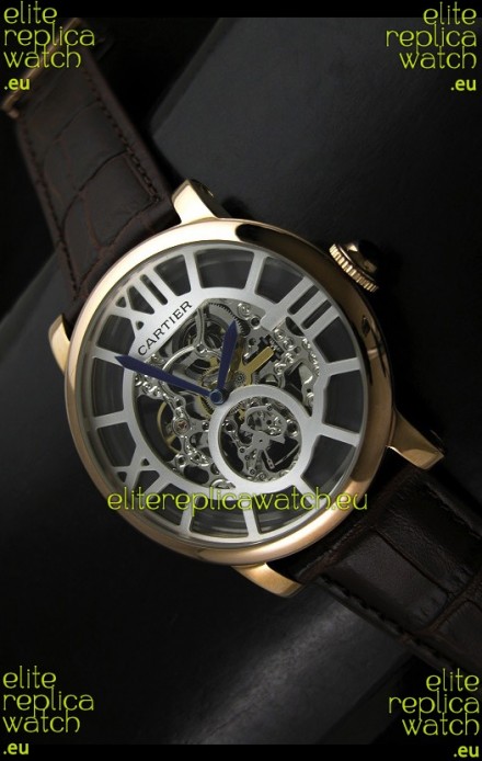 Cartier Ronde de Japanese Replica Watch in Skelton Grey Dial