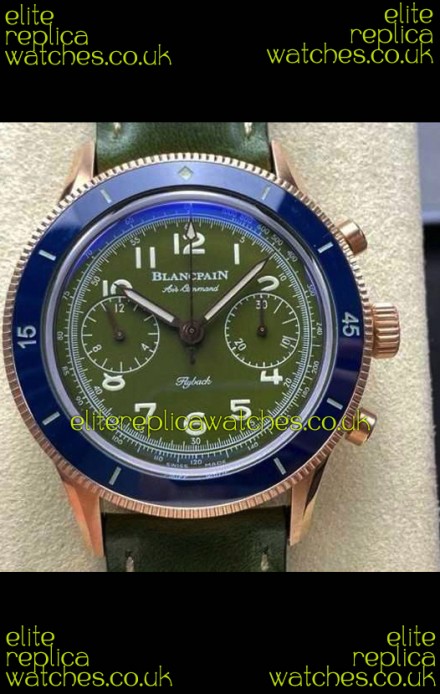 Blancpain Air Command Rose Gold Casing Blue Bezel Super Clone Watch 