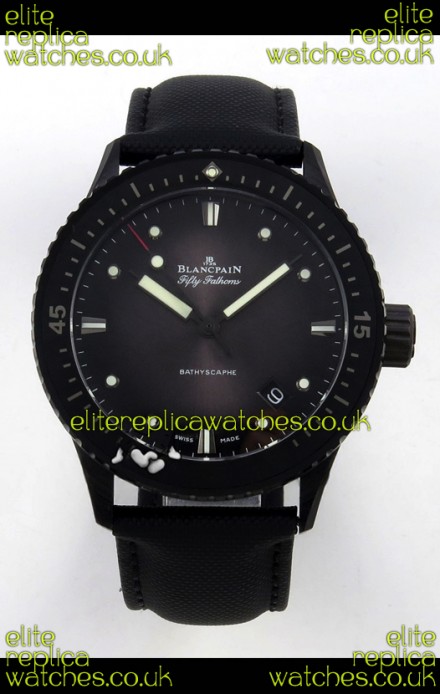 Blancpain Fifty Fathoms Ceramic Case Leather Strap Grey Dial Super Clone Watch 