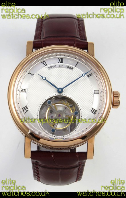 Breguet Classique Tourbillon Rose Gold Roman Dial Super Clone Watch 