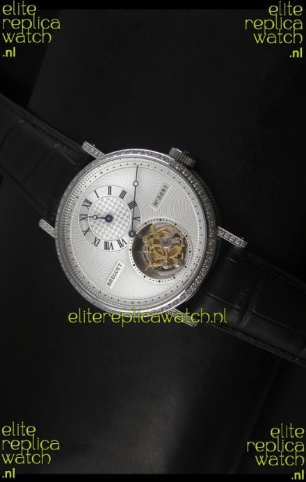 Breguet Classique Tourbillon Swiss Replica Watch in Stainless Steel with Diamonds Bezel