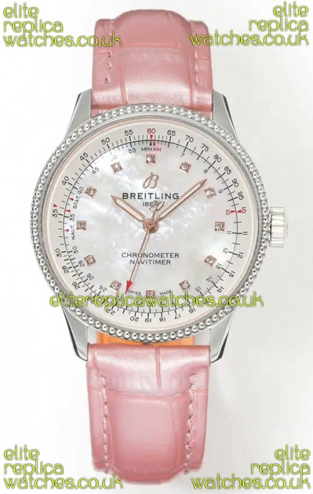 Navitimer Automatic 36 Pearl Dial Steel Casing Super Clone Watch 