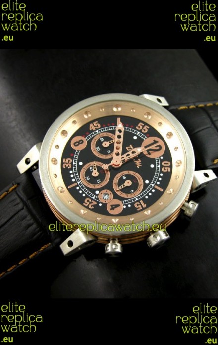 B.R.M.0011G6 Japanese Replica Quartz Watch in Black&Rose Gold Dial