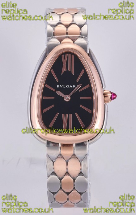Serpenti Seduttori Black Dial Two Tone Rose Gold Casing Super Clone Watch