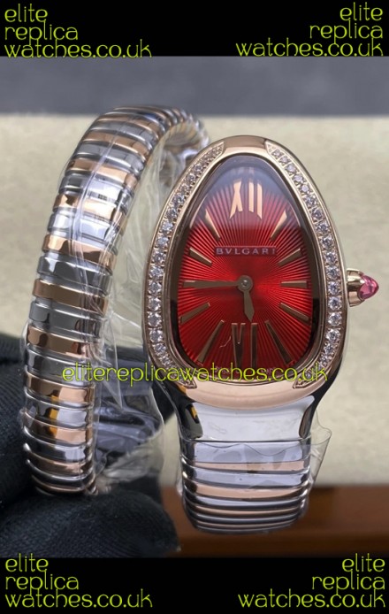 Serpenti Two Tone Red Dial Super Clone Watch