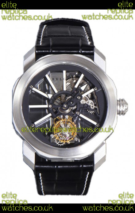 Bvlgari Octo Roma Titanium Watch in White Hour Markers Super Clone Watch 