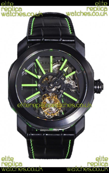 Bvlgari Octo Roma PVD Titanium Watch in Green Hour Markers Super Clone Watch 