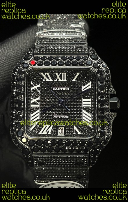 Cartier "Santos De Cartier" Black moissanite 40MM Super Clone Watch 
