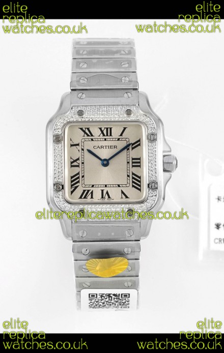 Cartier Santos Swiss Quartz 27MM Steel Dial Super Clone Watch