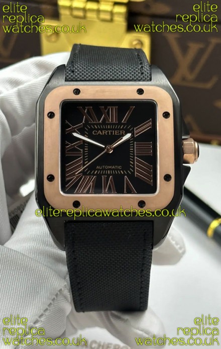 Santos De Cartier in Black Dial PVD MLF Coating Super Clone Watch