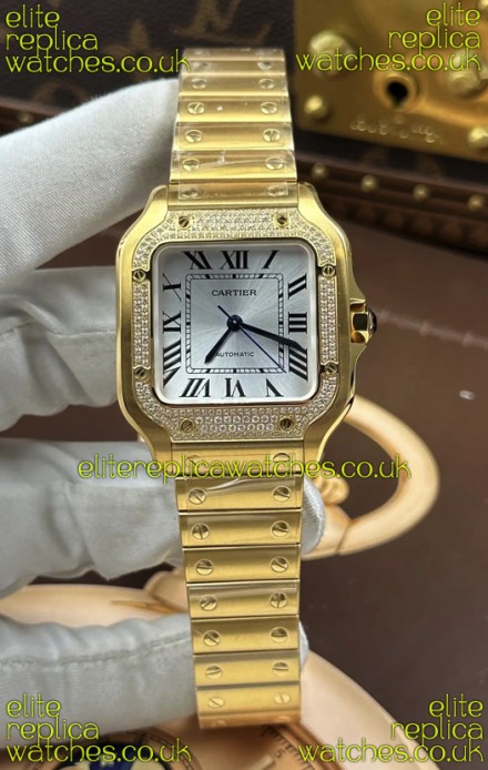 Santos De Cartier 35MM Yellow Gold Super Clone Edition Watch 