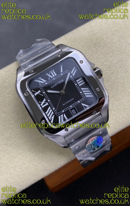 Cartier Santos De Cartier 904L Steel Black Dial Super Clone Replica 40MM Watch