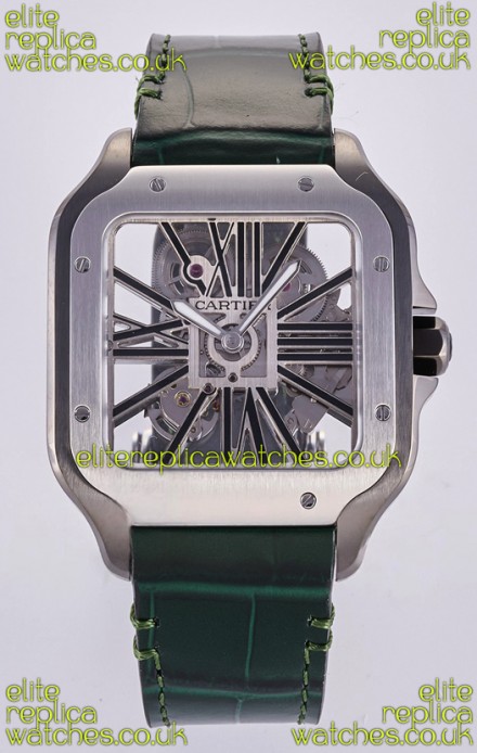 Santos De Cartier Super Clone Watch in Skeleton Dial Steel Case