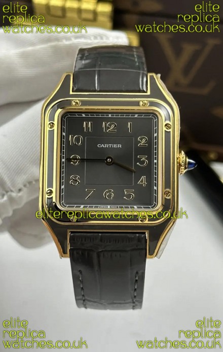 Santos Dumont 31MM Yellow Gold Taupe Grey Dial Super Clone Watch 