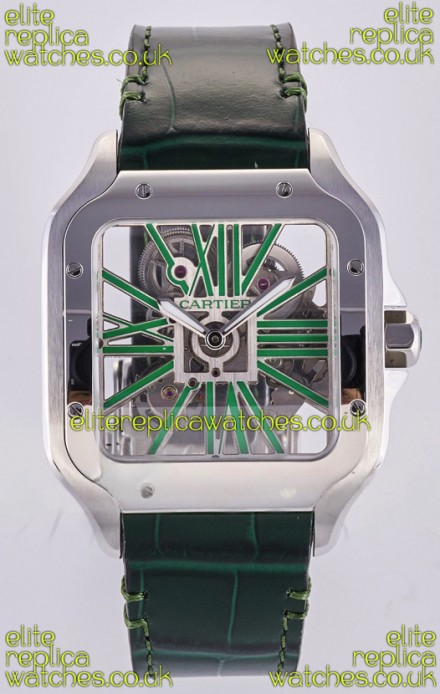 Santos De Cartier Super Clone Watch in Skeleton Dial Steel Case