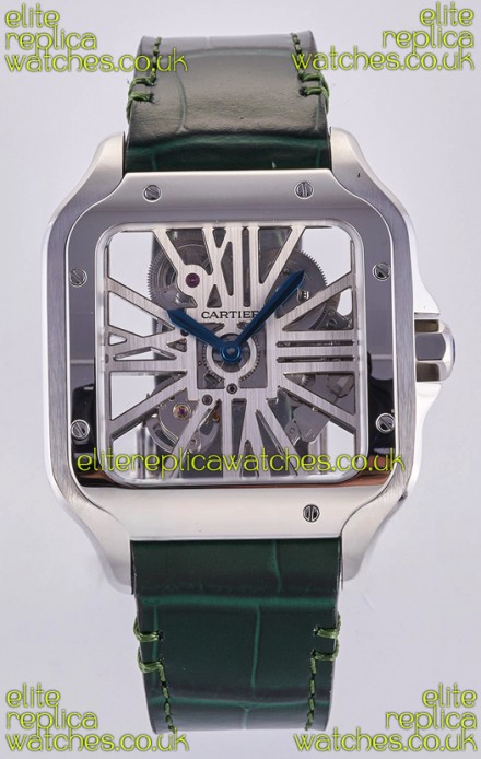 Santos De Cartier Super Clone Watch in Skeleton Dial Steel Case