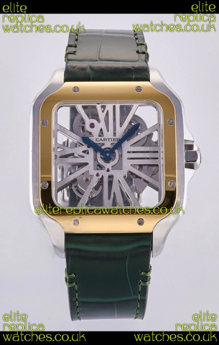 Santos De Cartier Super Clone Watch in Skeleton Dial Two Tone Case