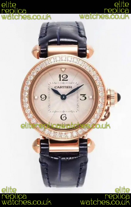 Pasha De Cartier Rose Gold Casing Watch 30MM Super Clone Watch 