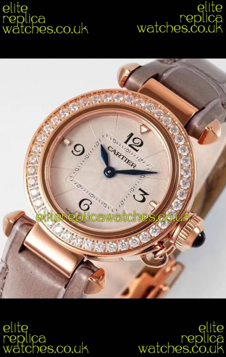 Pasha De Cartier Rose Gold Casing Watch 30MM Super Clone Watch 