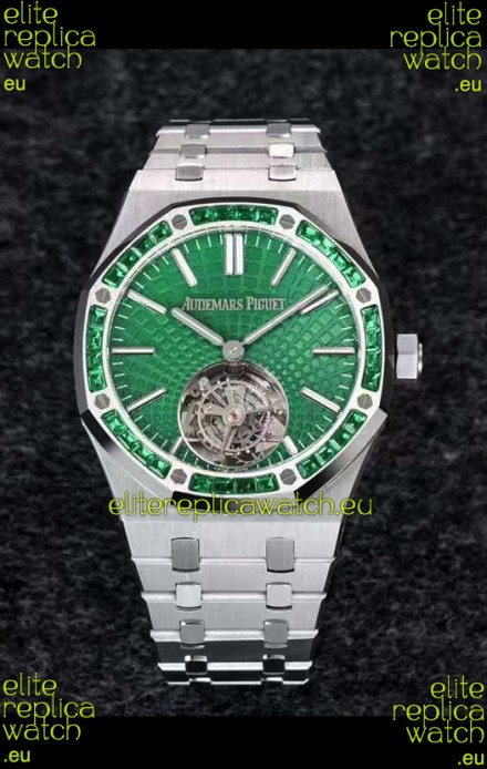Audemars Piguet Royal Oak Flying Tourbillon 41mm Green Dial in 904L Casing - Green Tapisserie Dial