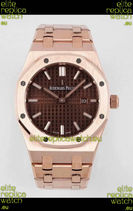 Audemars Piguet Royal Oak 33MM Rose Gold Brown Dial 1:1 Mirror Replica Watch