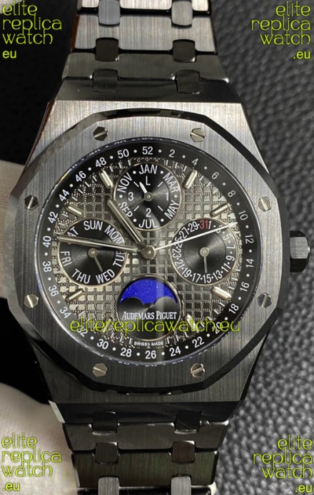 Audemars Piguet Royal Oak Perpetual Calendar Swiss Replica Black PVD Casing in Black Dial 