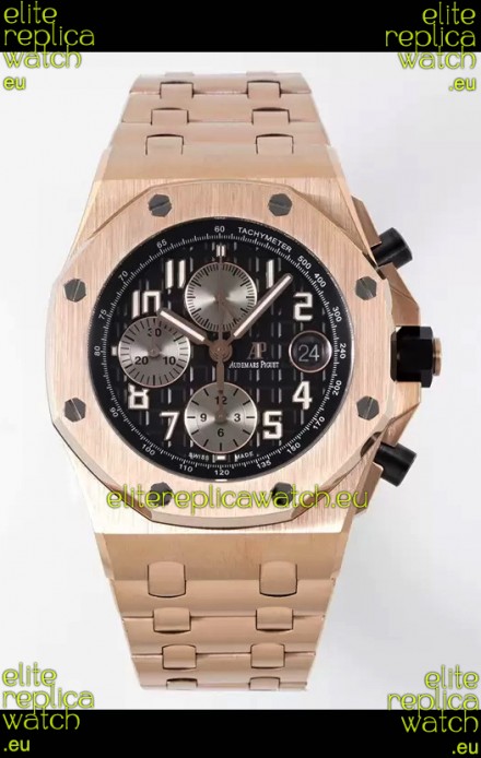 Audemars Piguet Royal Oak Offshore Black Dial Chronograph 1:1 Mirror Replica Watch - Rose Gold 