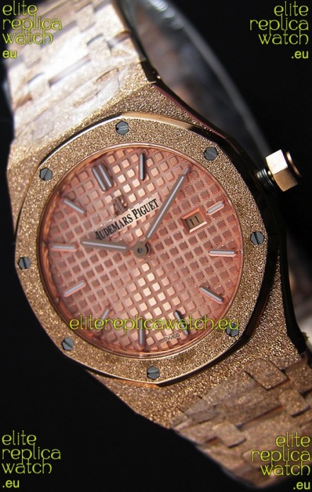 Audemars Piguet Royal Oak Frosted Rose Gold QUARTZ Watch Champange Dial 33MM - 1:1 Mirror Replica 