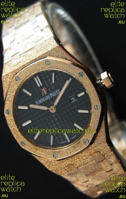 Audemars Piguet Royal Oak Frosted Rose Gold QUARTZ Watch Black Dial 33MM - 1:1 Mirror Replica 