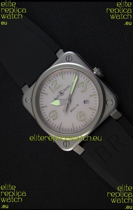 Bell & Ross BR03-92 Horolum Grey Dial Rubber Strap Swiss Replica Watch 1:1 Mirror Replica