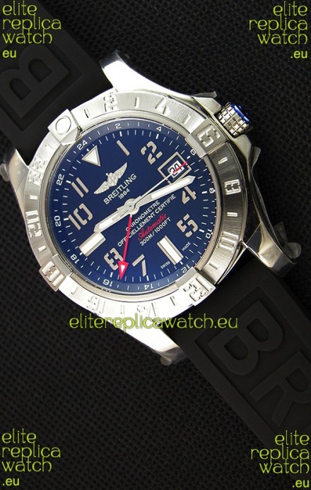 Breitling Avenger II GMT Swiss Replica Watch in Black Dial 1:1 Mirror Replica Version