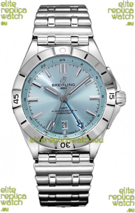 Breitling Chronomat Automatic GMT 40 Light Blue Dial 1:1 Mirror Swiss Replica Watch 