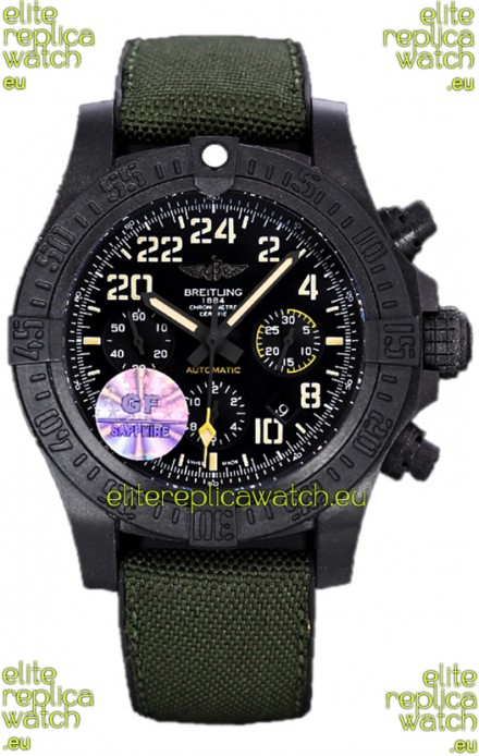 Breitling Avenger Hurricane Chronograph Black Dial Khaki Nylon - DLC Coating Swiss Replica Watch