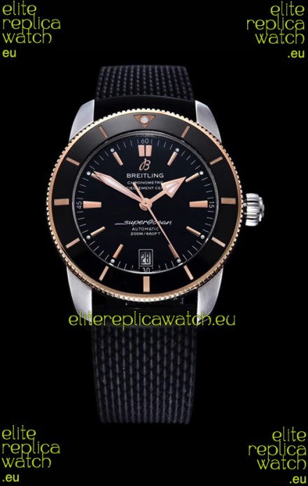Breitling SuperOcean Heritage II 44MM Black Dial Two Tone 904L Rubber Strap 1:1 Mirror Replica