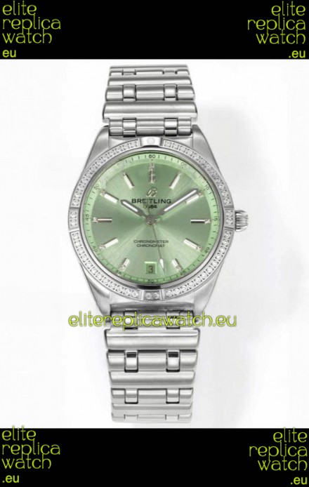 Breitling Chronomat 36MM Stainless Steel Casing 1:1 Mirror Replica Watch Green Dial