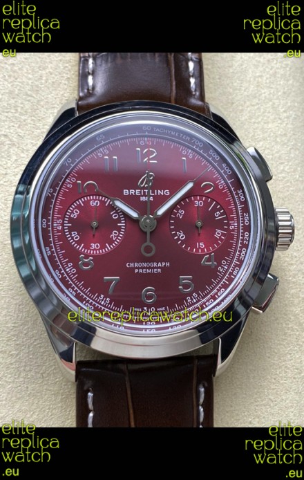 Breitling Premier B01 Chronograph 42 Edition Steel Casing Maroon Dial - 1:1 Mirror Replica Watch