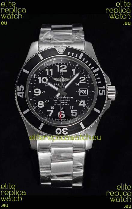 Breitling SuperOcean II 44mm 904L Steel Case 1:1 Mirror Replica Watch in Black Dial 