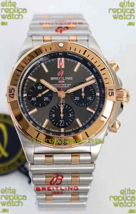 Breitling Chronomat B01 42 Edition Swiss 904L Steel 2 Tone Rose Gold with Grey Dial 1:1 Mirror Replica Watch