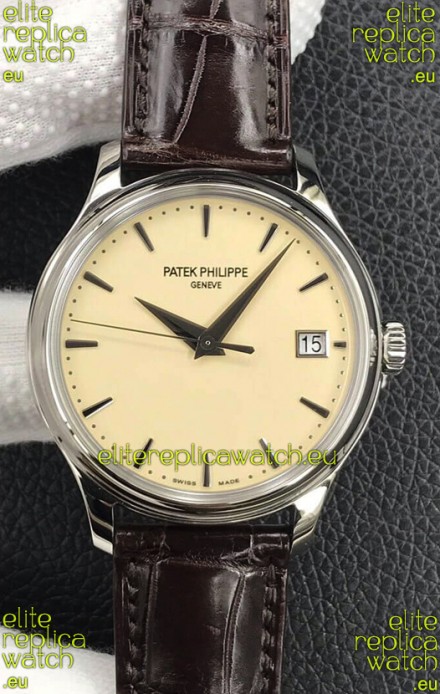 Patek Philippe Calatrava 5227G-001 Pale Yellow Dial 1:1 Mirror Swiss Replica Steel Casing
