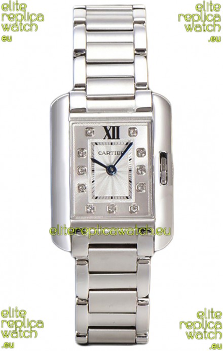 Cartier Tank Anglaise Steel Casing in Steel Strap Swiss Quartz Watch 30MM