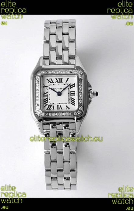 Cartier PANTHERE Edition 22MM 1:1 Mirror Quality Swiss Replica Watch in White Dial - Diamonds Bezel
